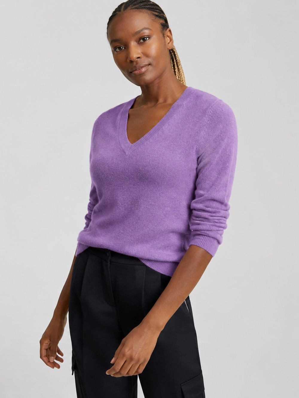 Charter Club Luxury 100% Cashmere Lavender V-Neck Sweater